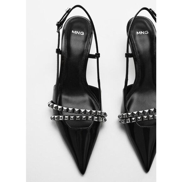 MNG BY MANGO Studded slingback kitten heel shoes sz 38 US 7.5 NEW - Picture 3 of 7